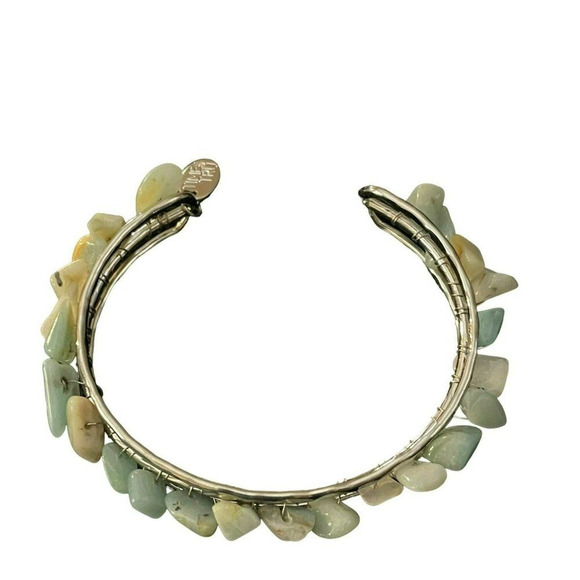 Time and Tru Blue‎ Teal Beaded Half Slip on Bracelet Cuff - Picture 2 of 6